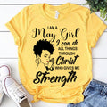 I'm May girl Christ gives me strength melanin t shirt May birthday shirts, a queen was born in May, May afro shirt T shirts for Woman
