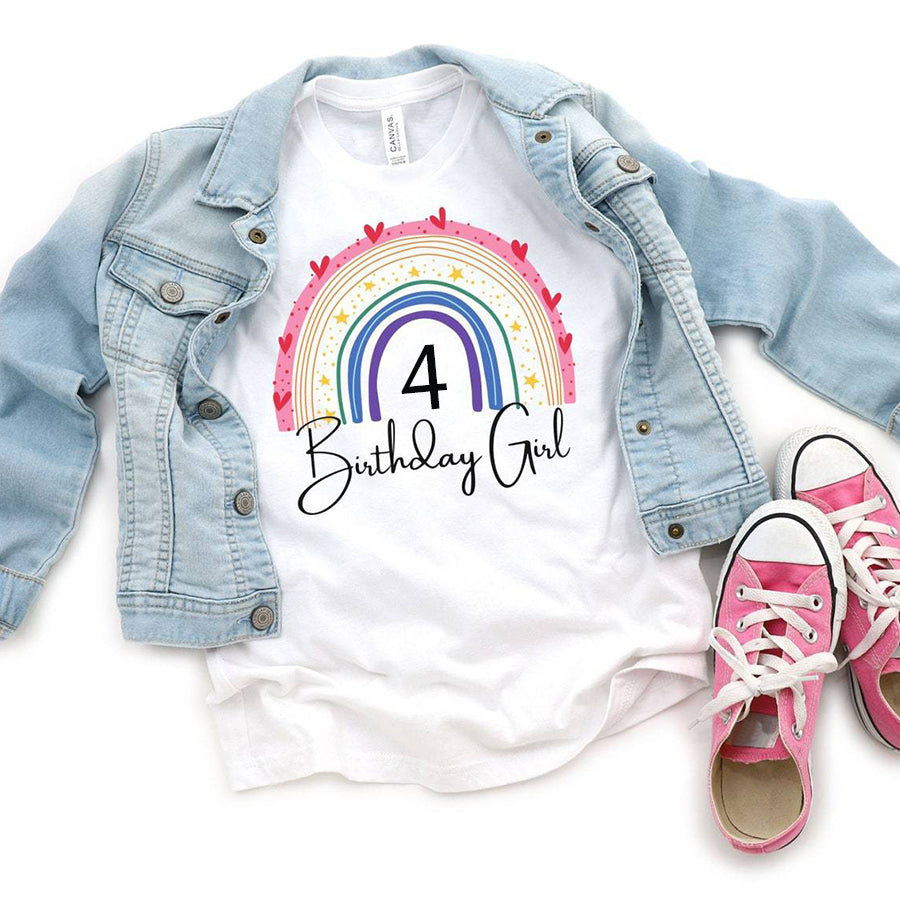 4th Birthday Shirt, Girl, 4th Birthday T-Shirts, Four Years Old Birthday Girl Shirt, 4 Years old Birthday, Birthday Countdown, Baby Shirt