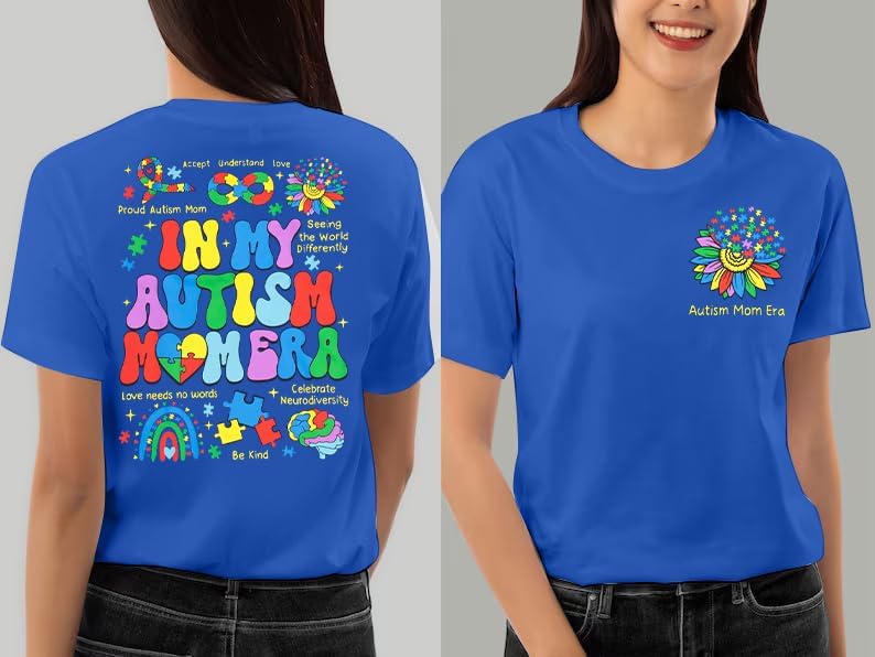 Autism Awareness Shirt Women in My Autism Mom Era Shirts Be Kind T-Shirts Inspirational Graphic Tee Casual Top