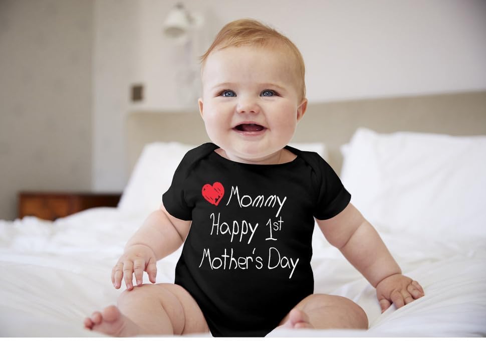 BesserBay Baby Happy 1st Mother's Day Bodysuit Infant Mother's Day Onesie 0-12 Moths