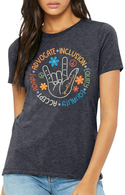 Autism Awareness Shirt Women Special Education Teacher T-Shirt Inspirational Graphic Tee Casual Top