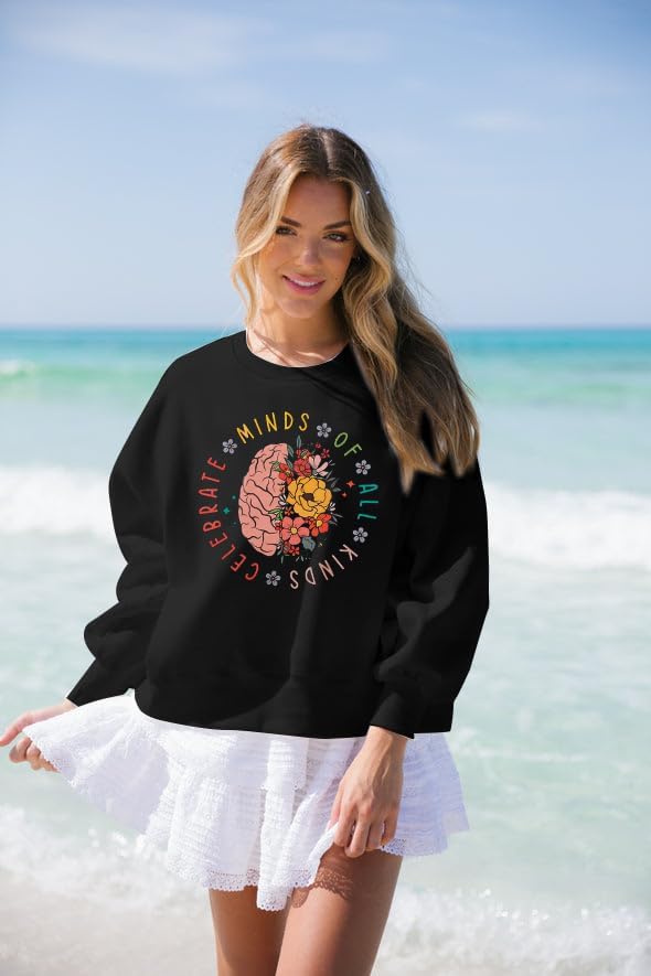 MNLYBABY Women Autism Awareness Sweatshirt Autistic Support Lightweight Shirt Special Education Teacher Autism Mom Tops