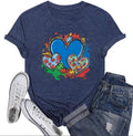 Autism Awareness Shirt Women Autistic Support Graphic T-Shirt Blue Heart Puzzle Inspirational Short Sleeve Tee Tops