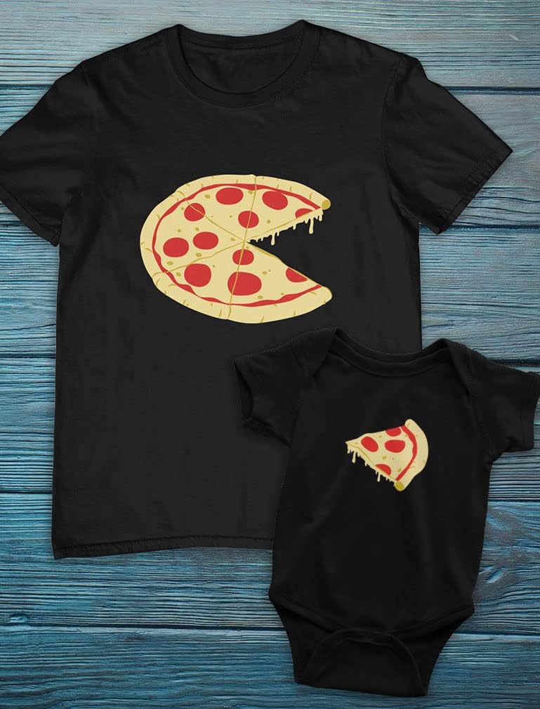 Pizza Pie & Slice Fathers Day Daddy and Me Outfits Gifts for New Dads Matching Dad Shirt Baby Bodysuit