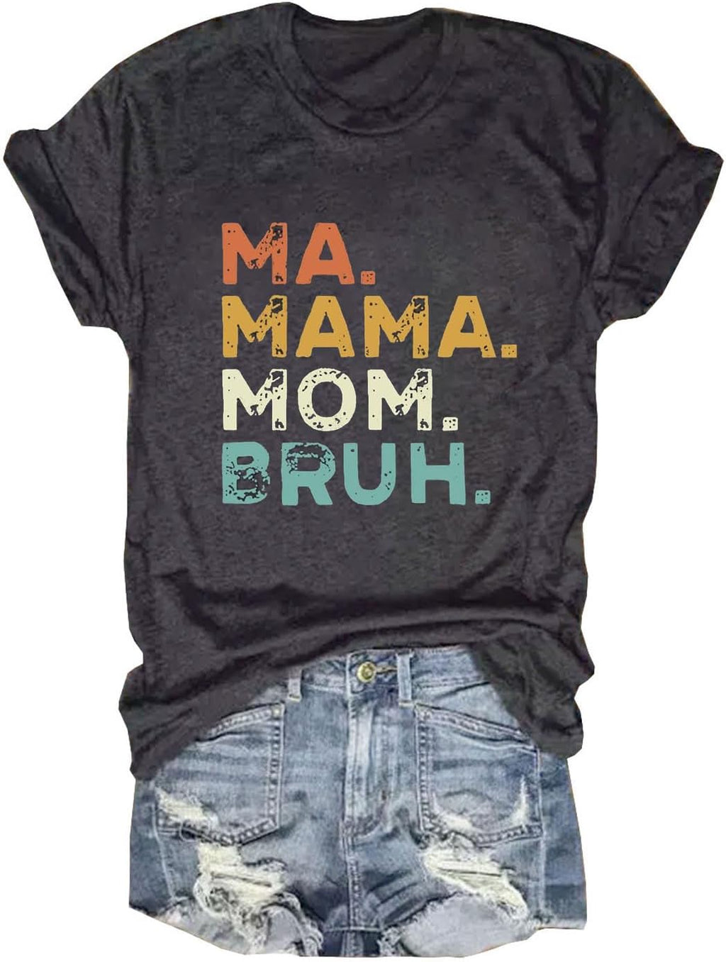 MQSVPUT Mama Shirts Women Mama Mommy Mom Bruh Shirt Mom Graphic Tshirt Mother's Day Shirt Casual Short Sleeve Tops Tees