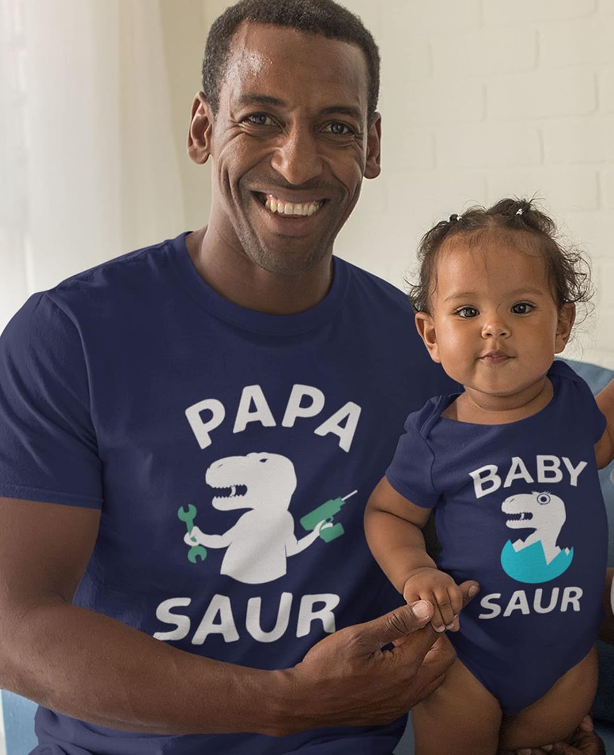 Papa & Baby Saur Daddy and Son Daughter Matching Outfits Gifts for New Dads Fathers Day Dad Shirt & Infant Bodysuit