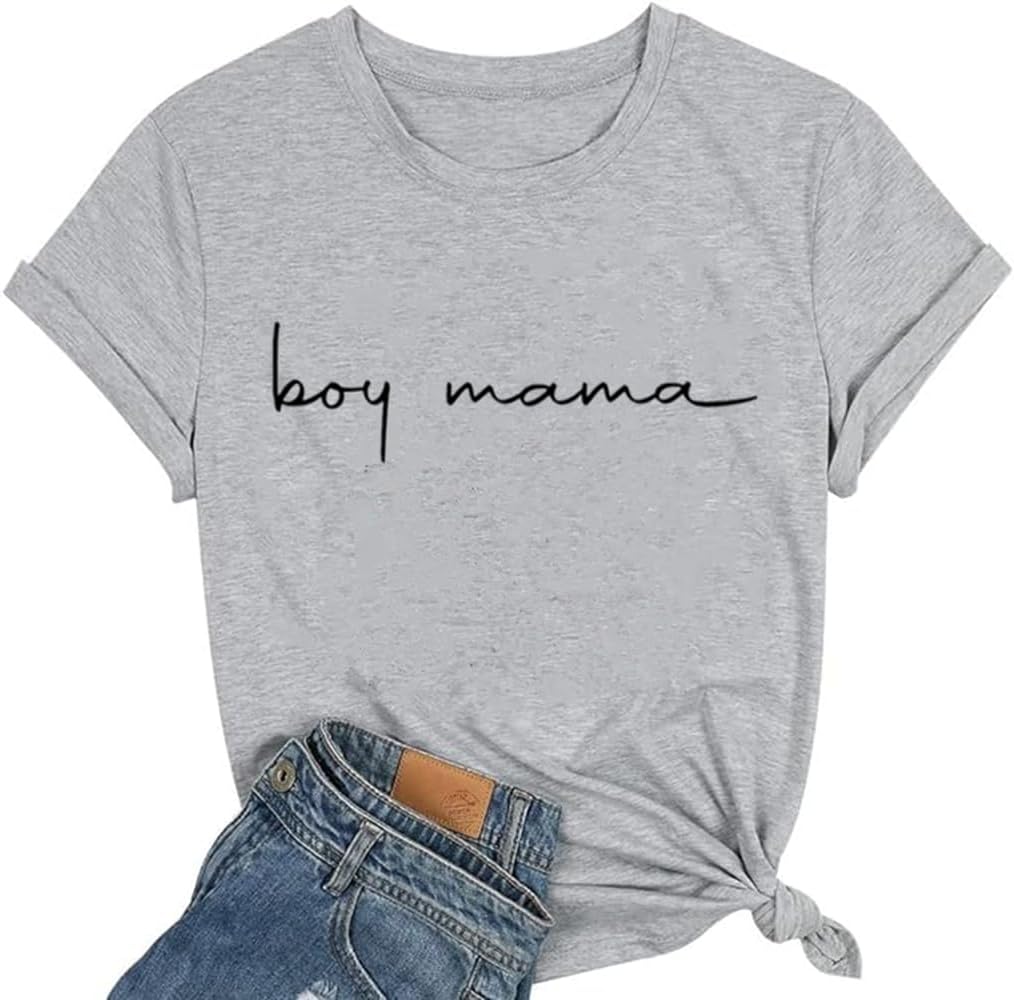 Mama Shirts for Women Retro Floral Mama Letter Printed Mother's Day Shirt Graphic Tshirt Mom Casual Tee Tops