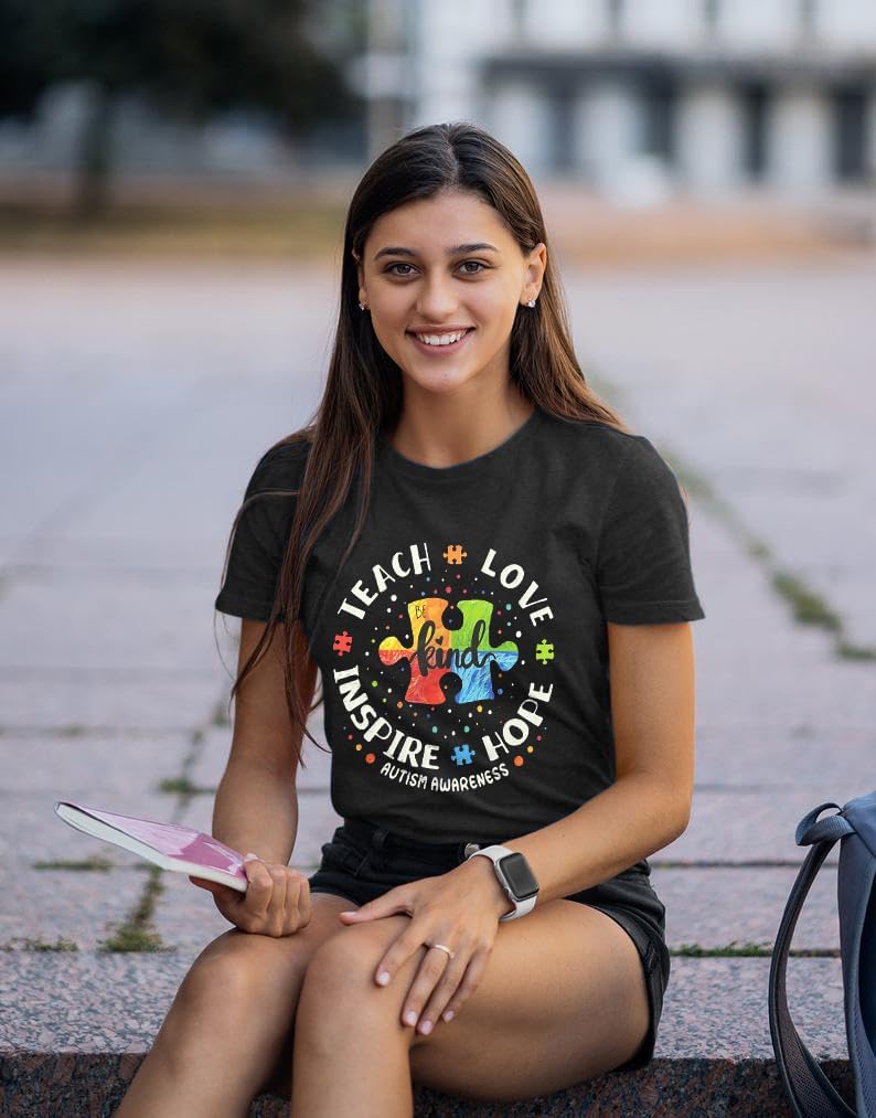 Autism Awareness Shirt Women Special Education Teacher T Shirt Short Sleeve Puzzle Piece Graphic Tee Tops