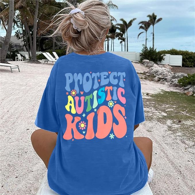 Autism Awareness Shirt Women Oversized: Protect Autistic Kids Shirts Special Education Teacher T Shirt Autism Mom Tops