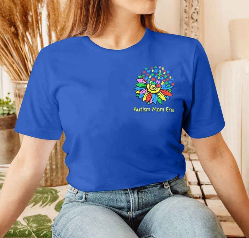 Autism Awareness Shirt Women in My Autism Mom Era Shirts Be Kind T-Shirts Inspirational Graphic Tee Casual Top