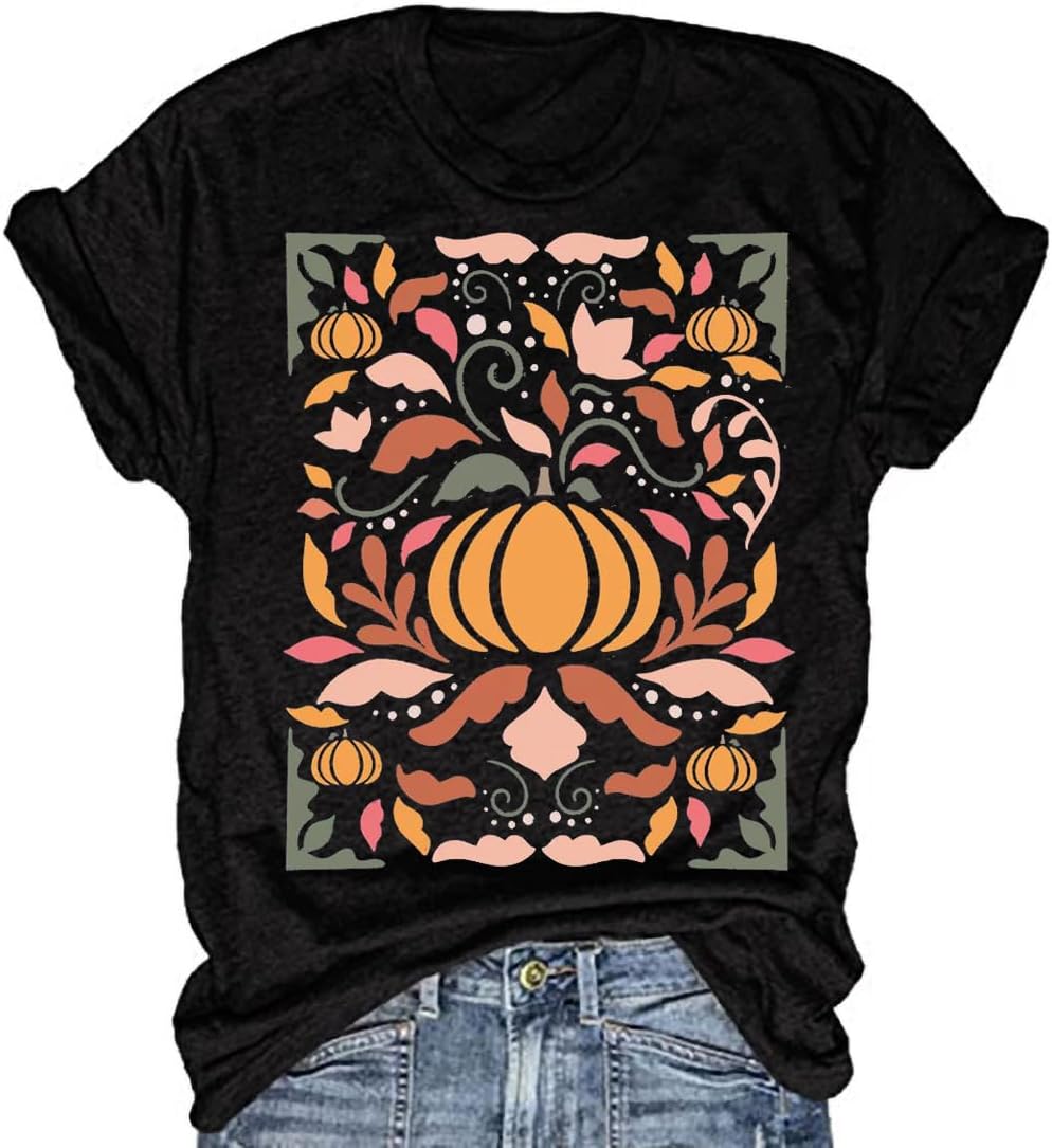 Women's Vintage Flowers Shirt Casual Boho Floral Printed T-Shirt Sunflower Wildflowers Graphic Tees Tops for Girl