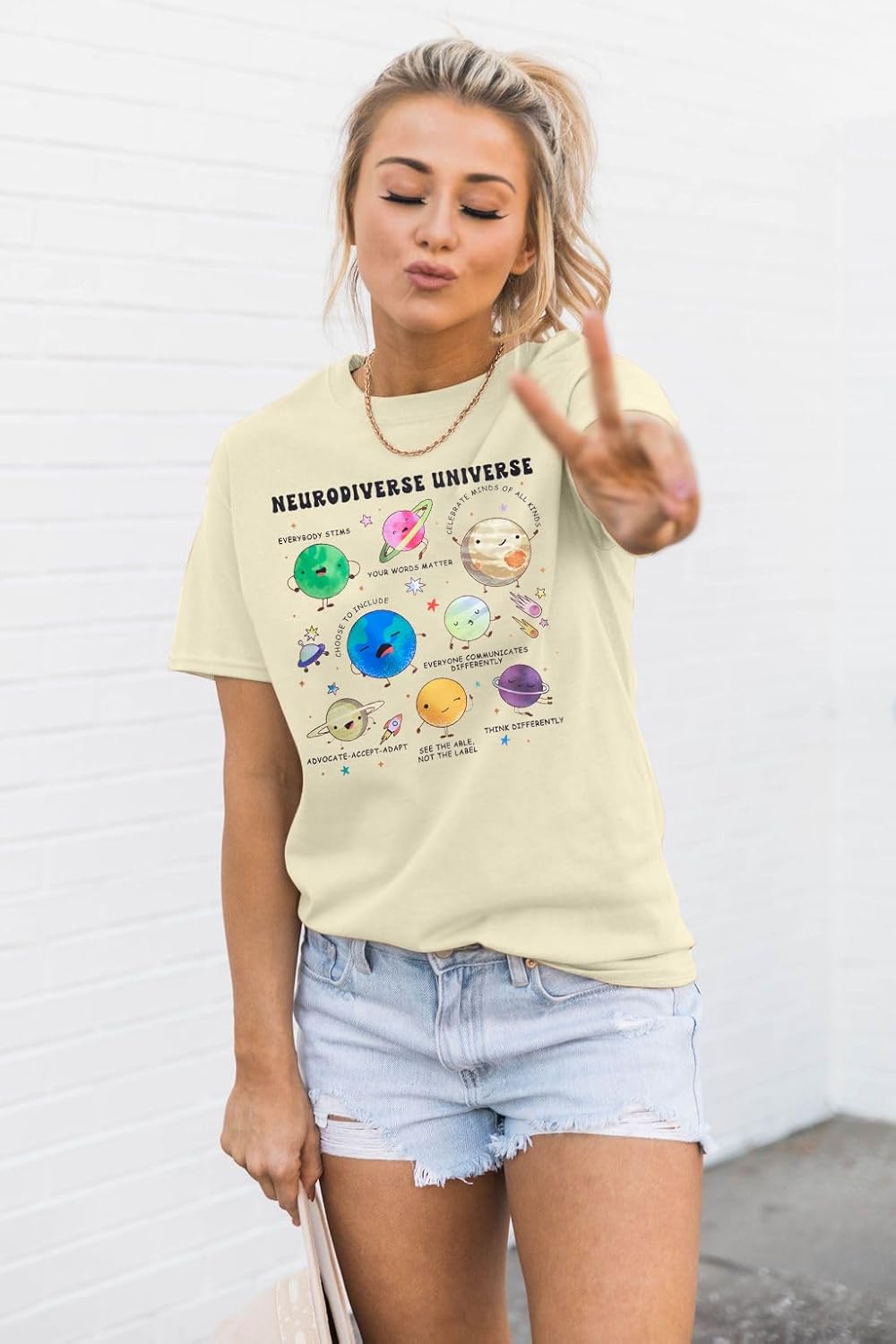 Autism Awareness Shirt Women Neurodiverse Universe Shirts Sped Teacher Tshirt Neurodiversity Short Sleeve Tee Tops