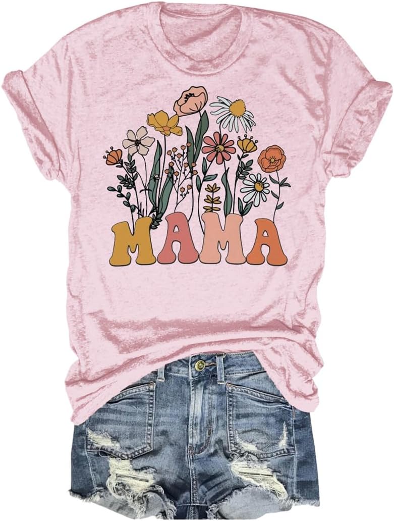 Women's Vintage Flowers Shirt Casual Boho Floral Printed T-Shirt Sunflower Wildflowers Graphic Tees Tops for Girl