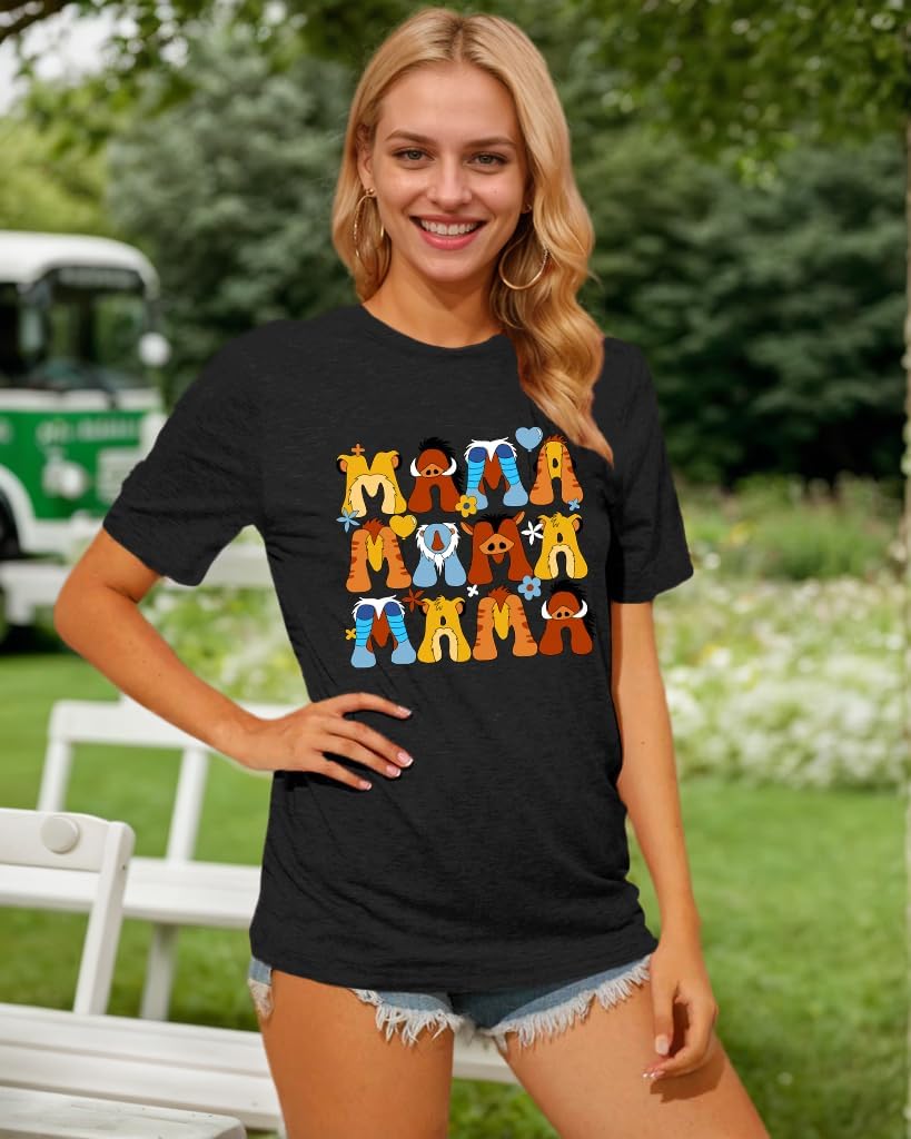 Mama Shirt Women Cute Mom Letter Print Mother's Day Tshirt Graphic Short Sleeve Tee Tops Blouses