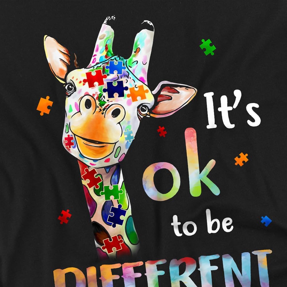 Popfunk Autism Awareness Giraffe Unisex Adult T Shirt Black