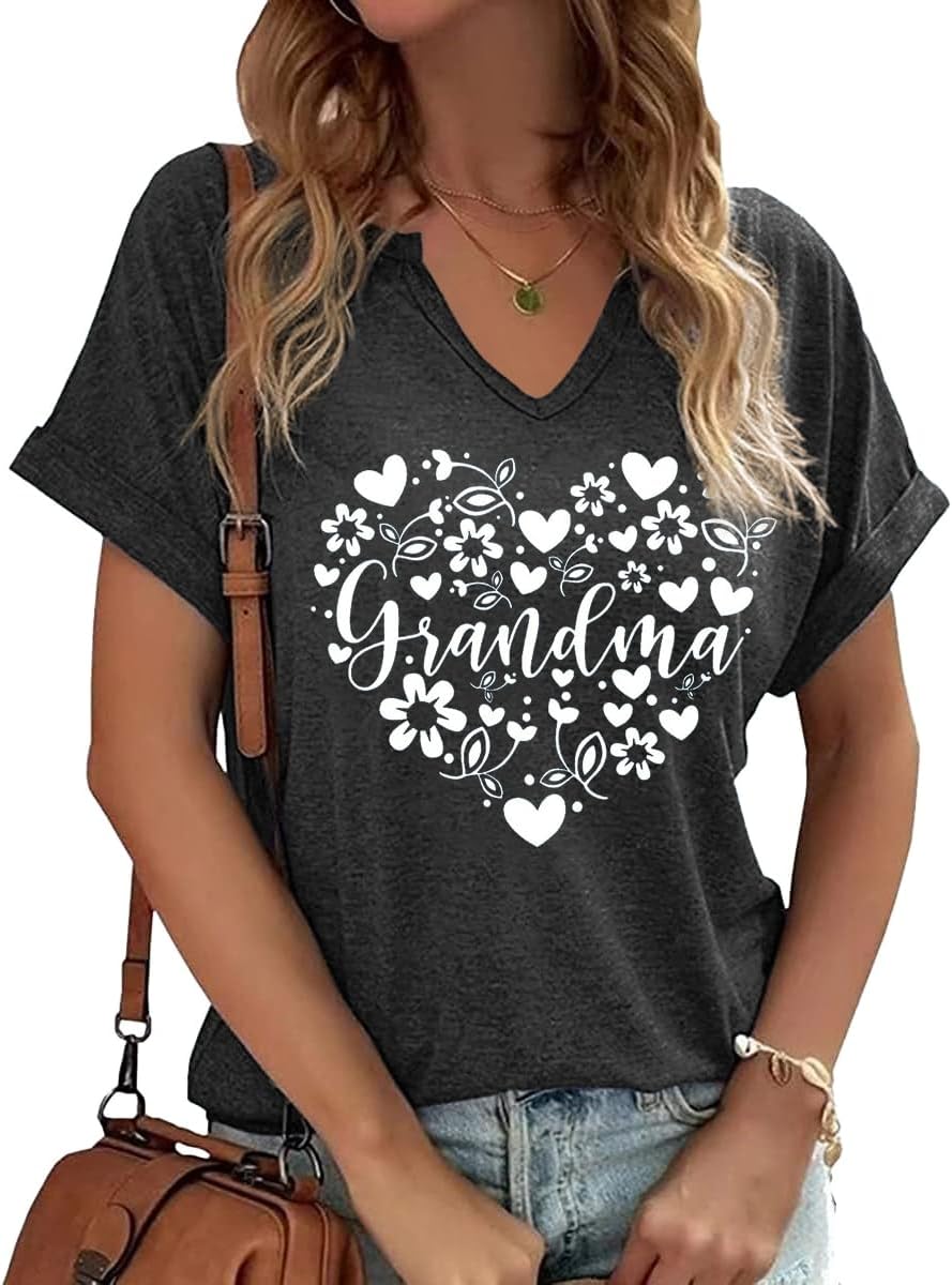 Mama V Neck Shirt Women Funny Mom Life T-Shirt Mother's Day Short Sleeve Graphic Tees Mama Gift Casual Tops Blouse Mother Shirt