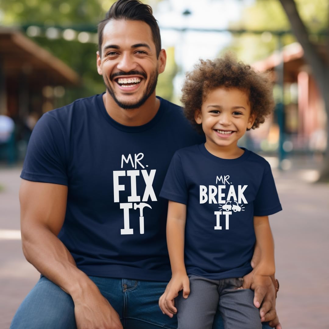 Mr Break It Mr Fix It Funny Dad Son Matching Father's Day T-Shirt, Dad and Baby Matching Outfits, Father Son Matching, Twin Dad, Daddy Daughter Matching Shirts, Birthday Gift for Dad, New Dad Gifts.