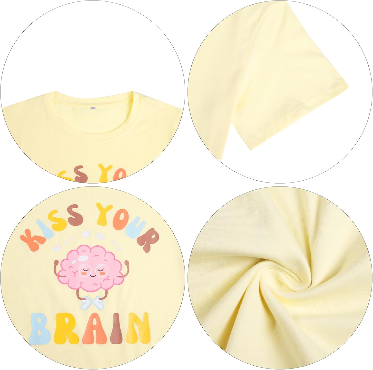 FLOYU Women Teacher Shirts Kiss Your Brain Teacher Shirt Special Education Teacher Tops Casual Teacher Life Clothes