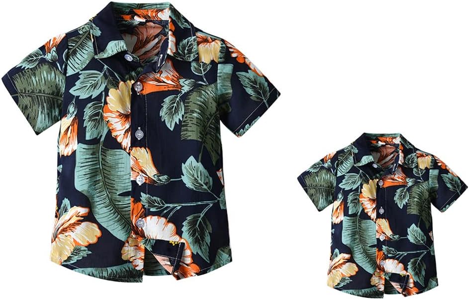 Daddy and Me Matching Outfits Hawaiian Father and Son Matching Shirts for Family Photoshoot Summer Men Boys Father's Day Tops