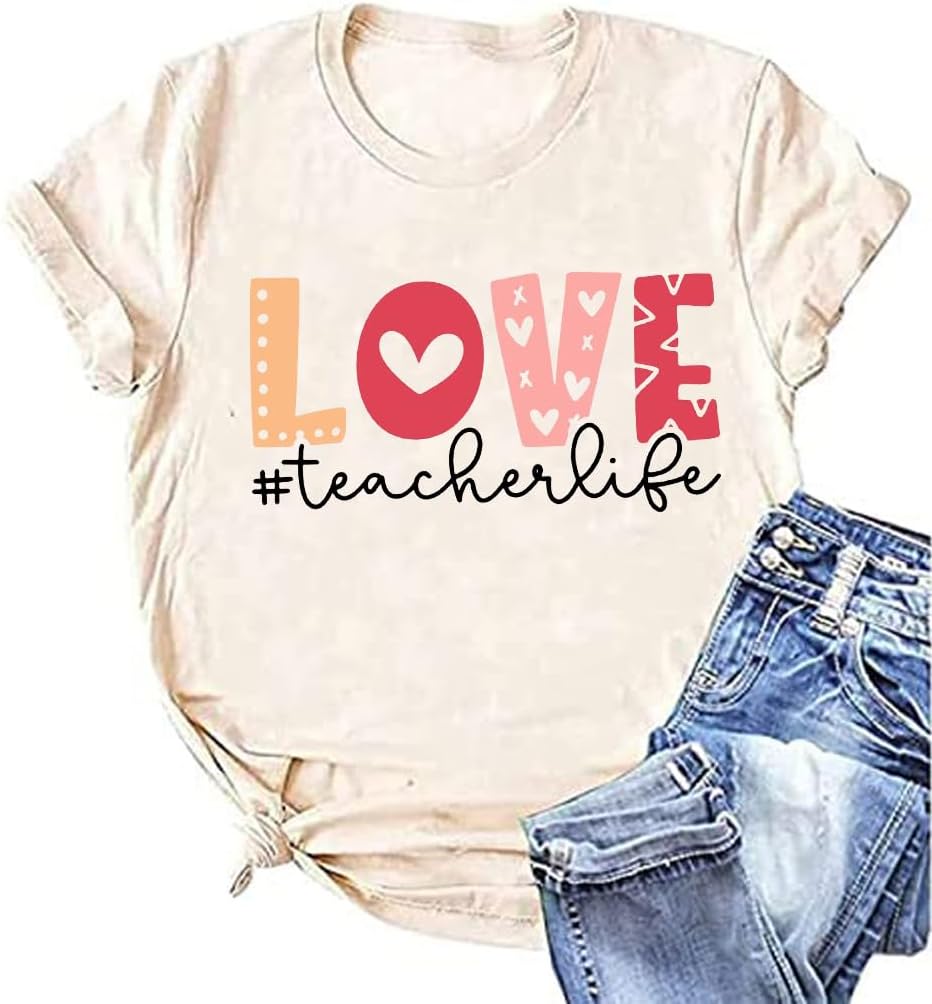 Teacher Shirt ABC Alphabet Elemeno Women Letter Print Graphic Tee Tops Teachers Gift Student T-Shirt Blouse