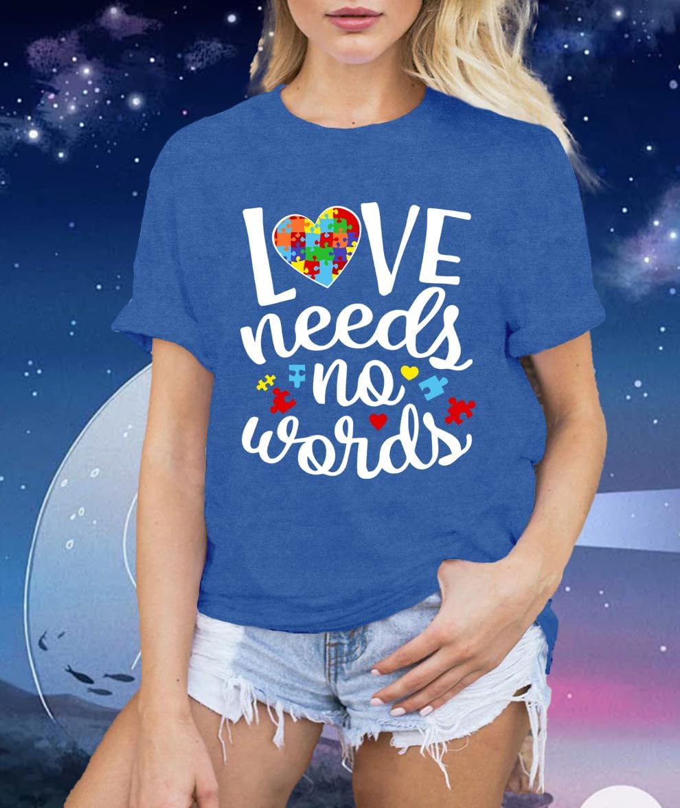 LBP Autism Awareness Shirt for Women Mental Health T-Shirt Be Kind Autism Tee Inspirational Tops