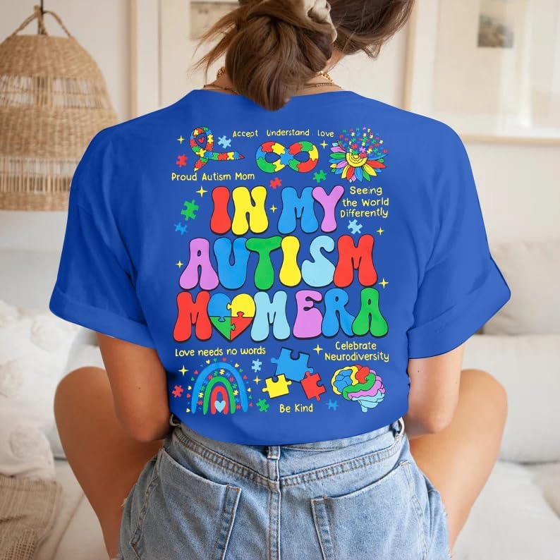 Autism Awareness Shirt Women in My Autism Mom Era Shirts Be Kind T-Shirts Inspirational Graphic Tee Casual Top