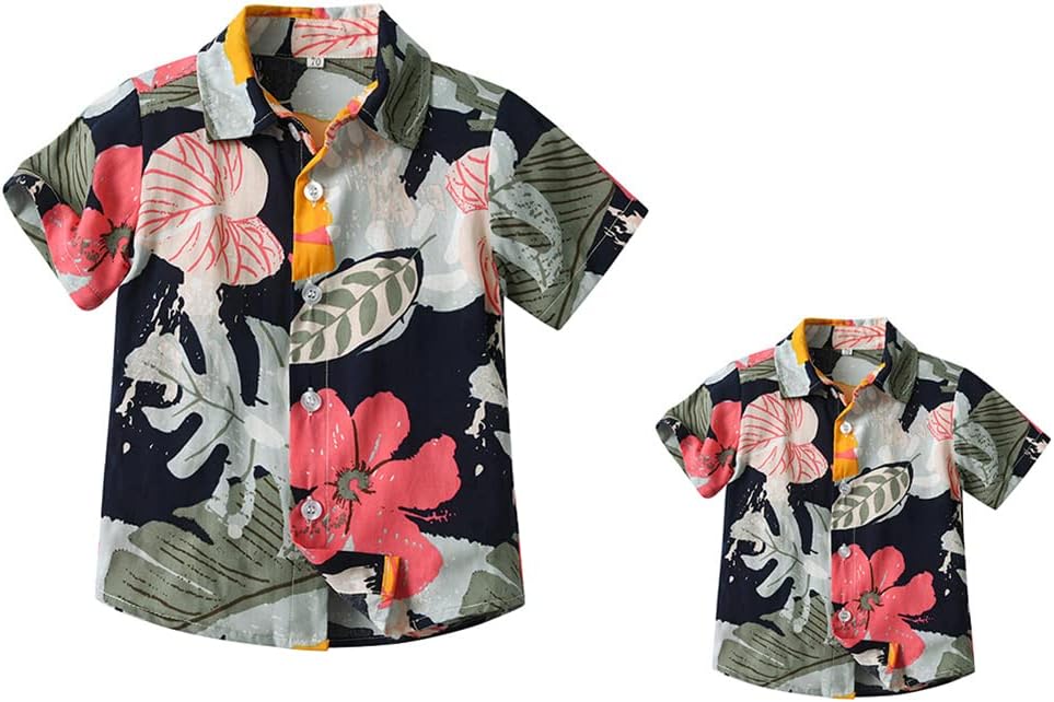 Daddy and Me Matching Outfits Hawaiian Father and Son Matching Shirts for Family Photoshoot Summer Men Boys Father's Day Tops