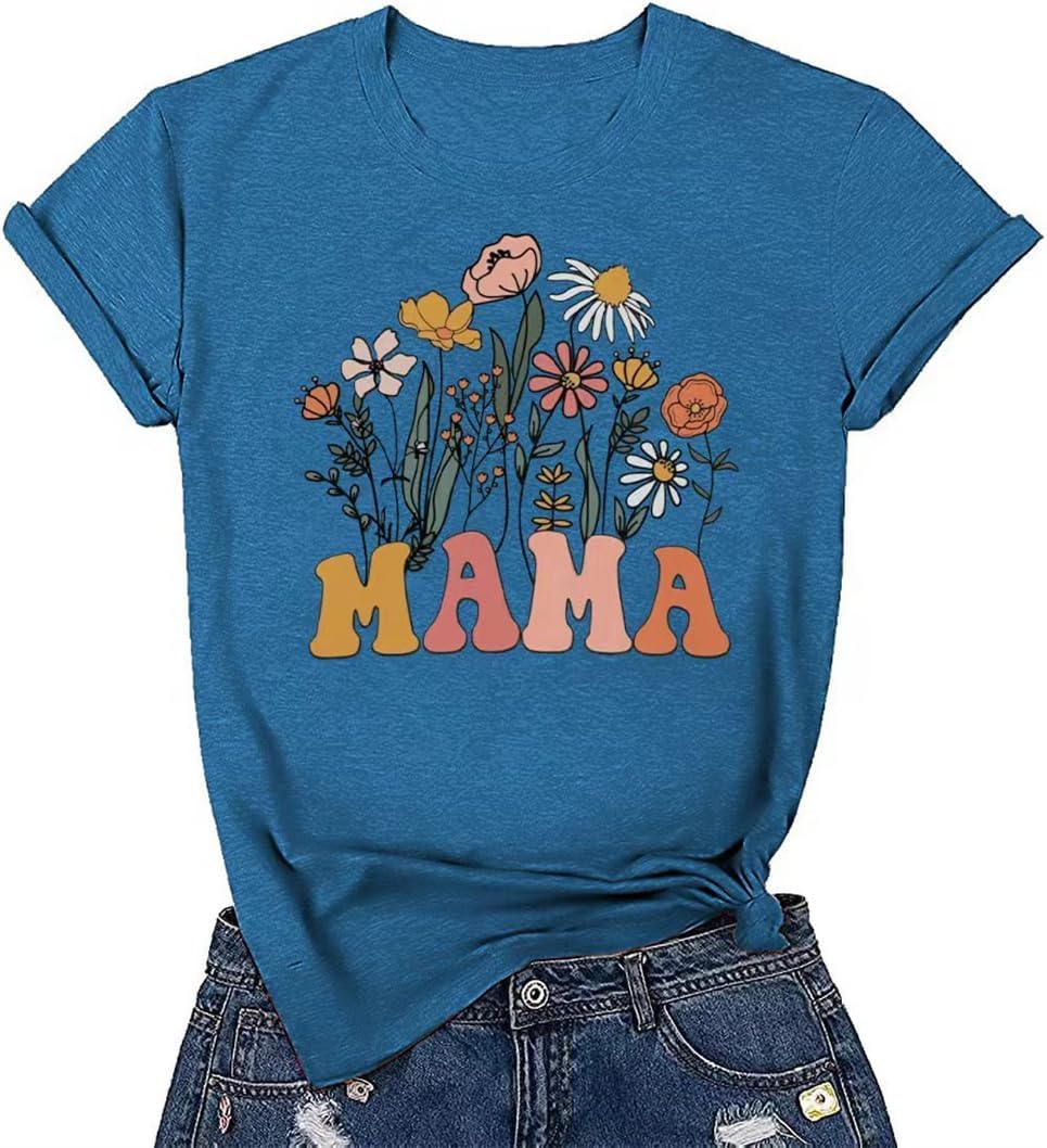Women's Vintage Flowers Shirt Casual Boho Floral Printed T-Shirt Sunflower Wildflowers Graphic Tees Tops for Girl