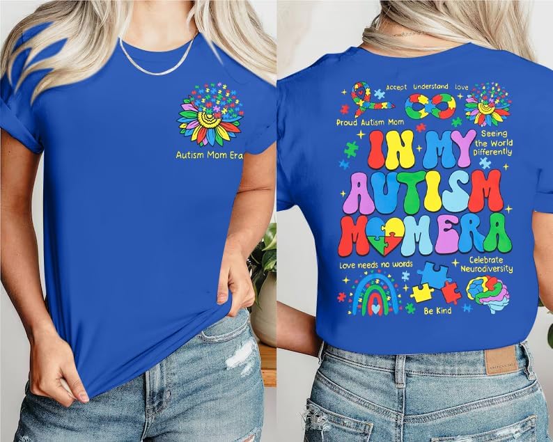 Autism Awareness Shirt Women in My Autism Mom Era Shirts Be Kind T-Shirts Inspirational Graphic Tee Casual Top