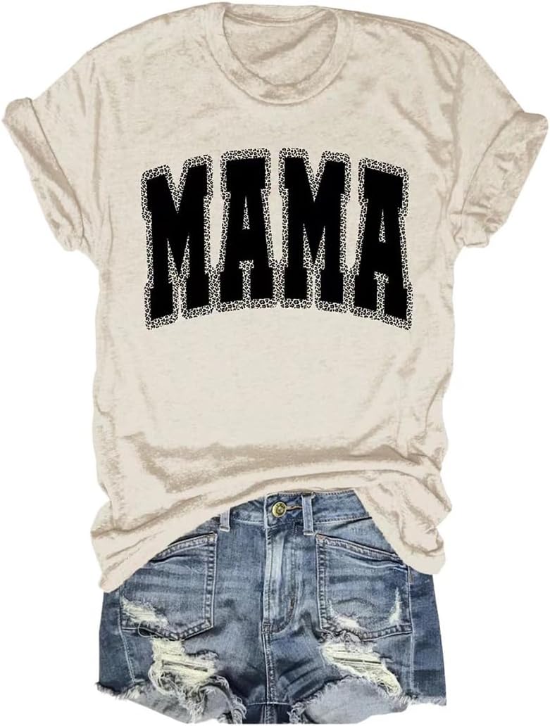 T-Shirt for Mama Women's Mom Life Graphic Tees Casual Cute Mother's Day Tops for Mommy