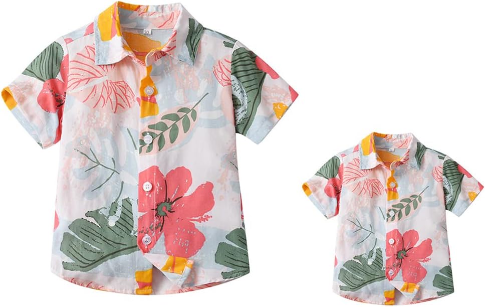 Daddy and Me Matching Outfits Hawaiian Father and Son Matching Shirts for Family Photoshoot Summer Men Boys Father's Day Tops