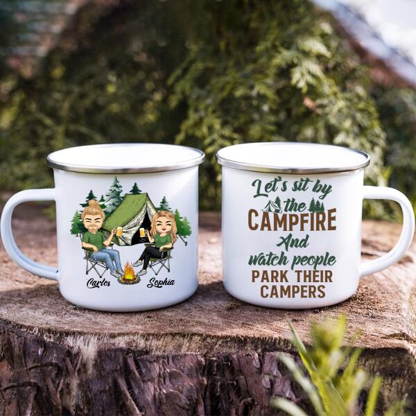 Let's Sit By The Campfire Husband Wife Camping - Couple Gift - Personalized Custom Camping Mug