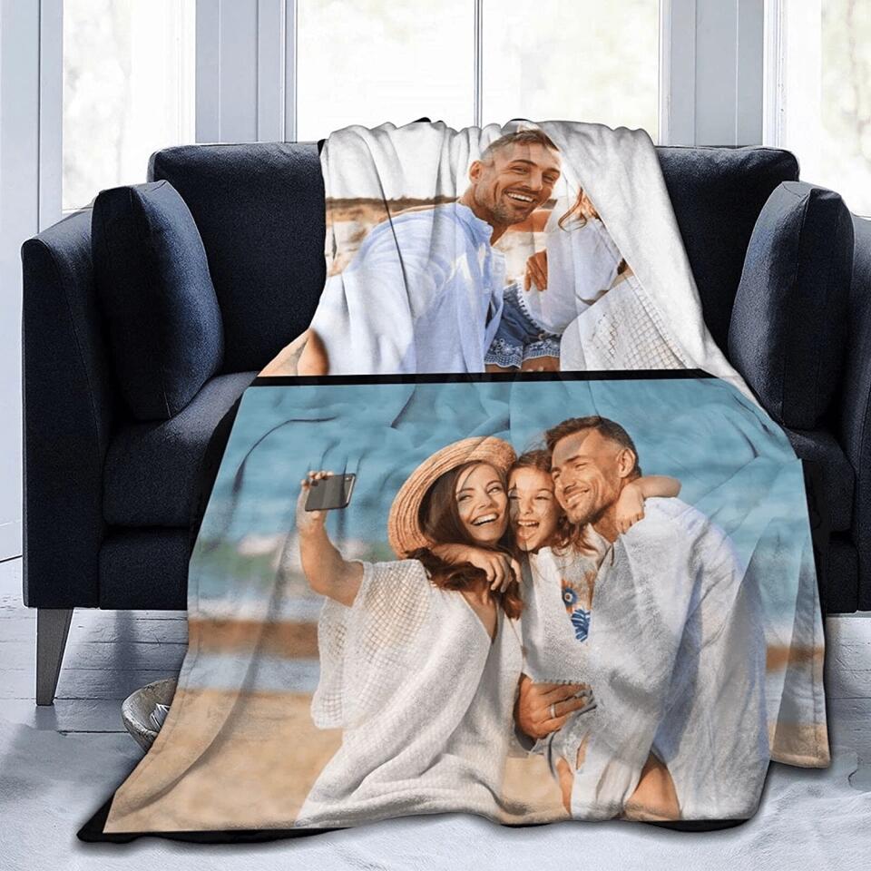 Custom Blanket with Photo Text Personalized Bedding Throw Blankets Customized Flannel Fleece Blankets for Family Birthday Wedding Gift