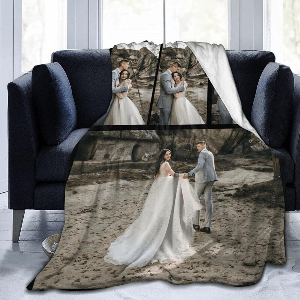 Custom Blanket with Photo Text Personalized Bedding Throw Blankets Customized Flannel Fleece Blankets for Family Birthday Wedding Gift
