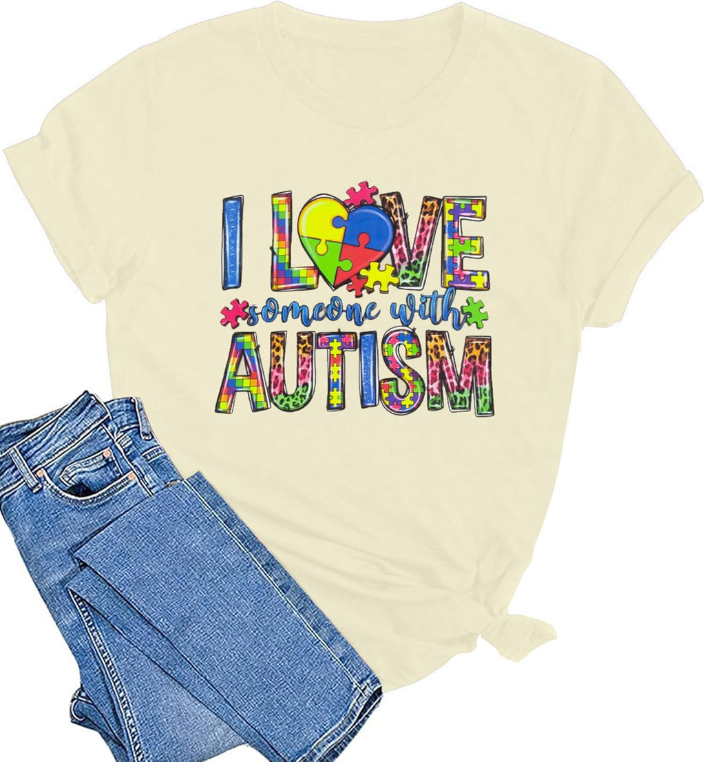 Autism Awareness Shirt Women Autism Shirts Autism Support Tops in April Blue Autism Mom Clothes Special Education Tees