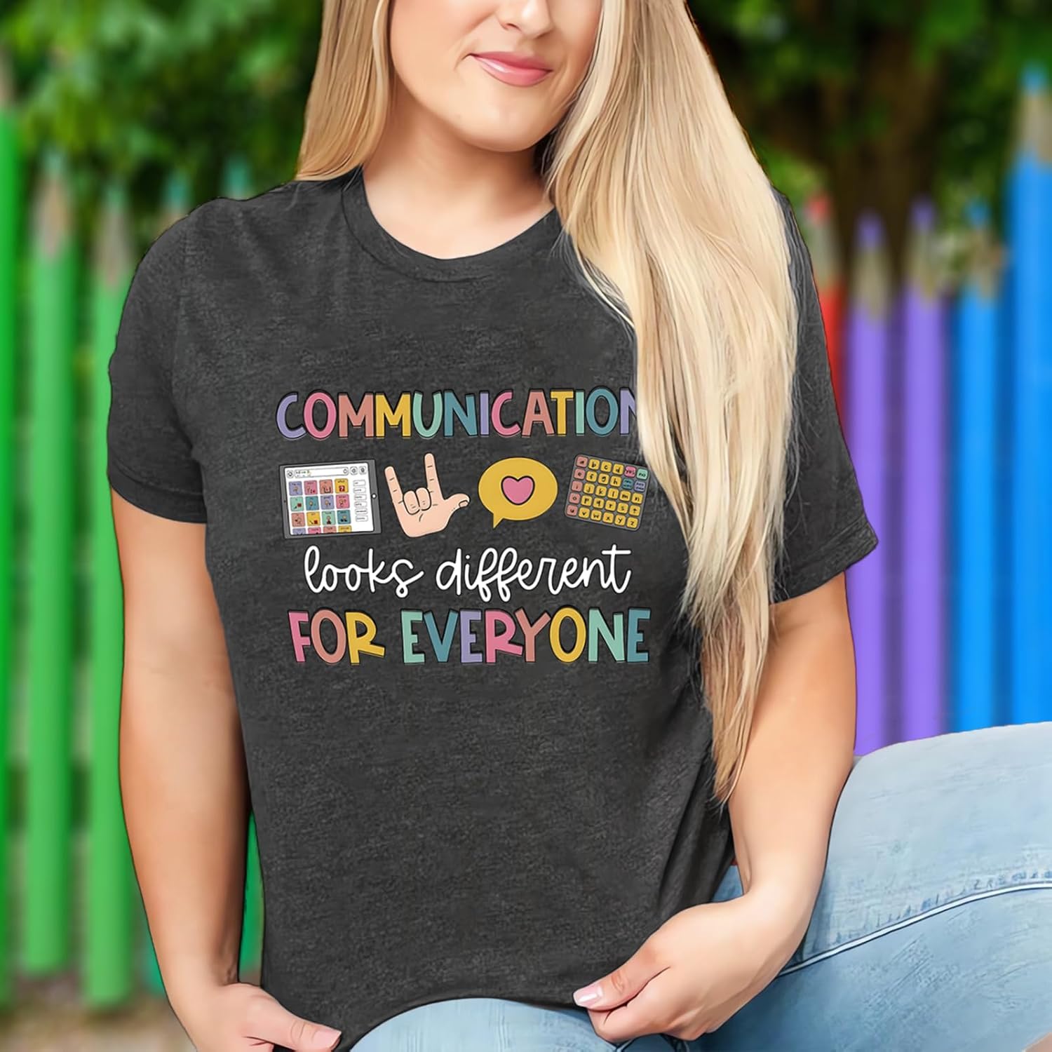 Teacher Shirts for Women Autism Speech Therapy T-Shirt Special Education Mental Health Teacher T-Shirt SLP Graphic Tee Top