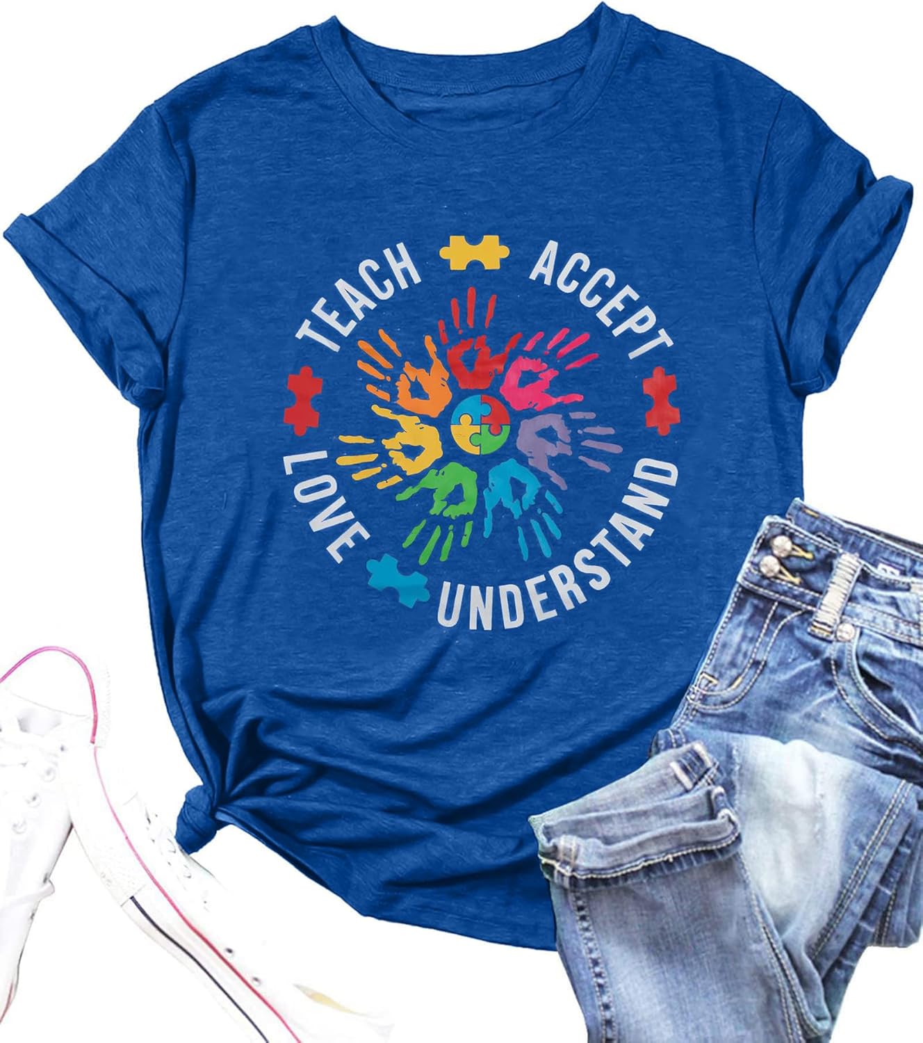 Autism Teacher Shirts for Women Autism Awareness T Shirt Special Education Teacher Short Sleeve Shirt Autism Support Tees Top