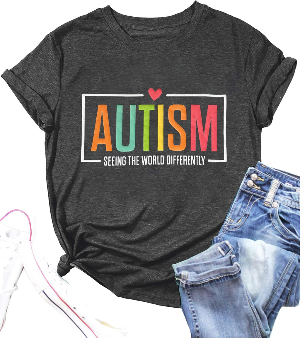 Autism Awareness Shirt Womens Special Education Teacher Tshirts Seeing The World Differently Tee Tops