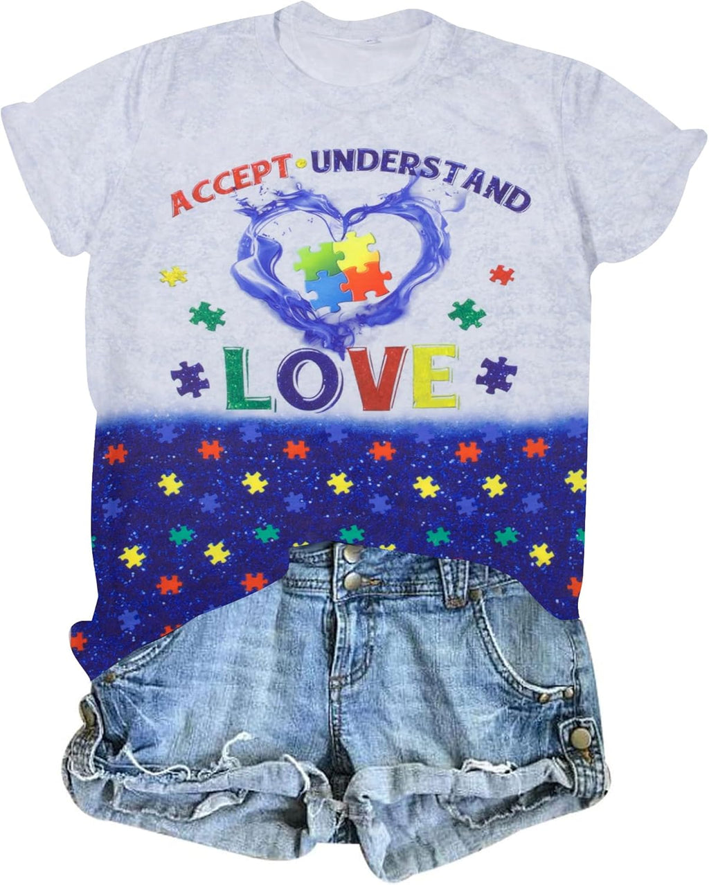 Be Kind Autism Shirt Women Autism Awareness Tee Accept Understand Love T-Shirt Casual Short Sleeve Graphic Tee Tops