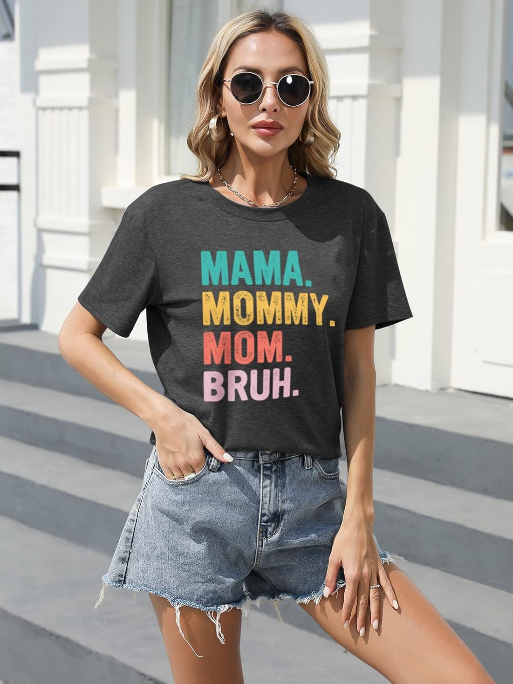 Mama Shirt for Women Mama Mommy Mom Bruh Mother's Day T Shirts Funny Short Sleeve Casual Tops Tees Mother Shirt