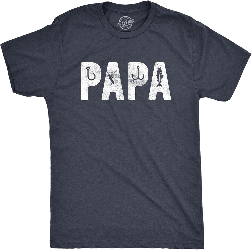 Crazy Dog Dad Fishing Shirts Funny Father's Day Reel Cool Dad Papa Grandpa Tees