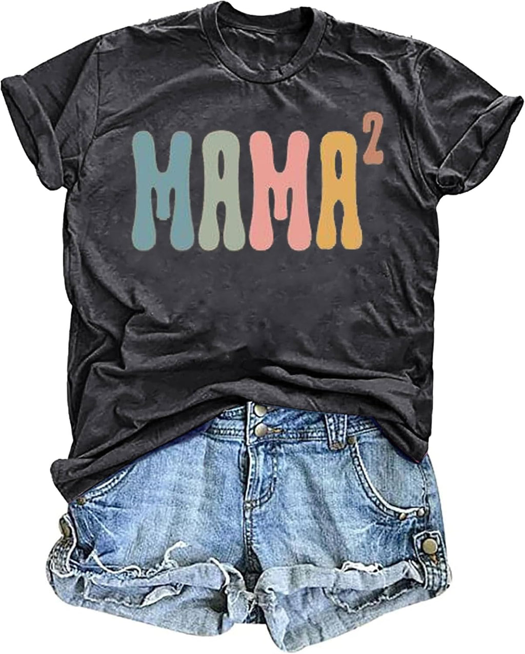 Mama Shirt Women Funny Letters Print Mother's Day Graphic Tees in My Mama Era Shirt Mom Life Casual T-Shirt Tops