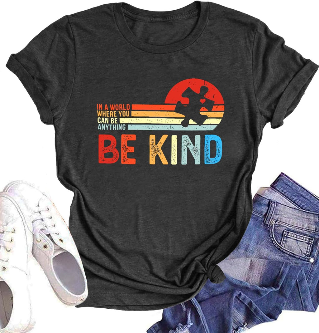 Autism Awareness Shirt Women : Be Kind Autism T Shirts Puzzle Graphic Autistic Support Tee Autism Acceptance Tops