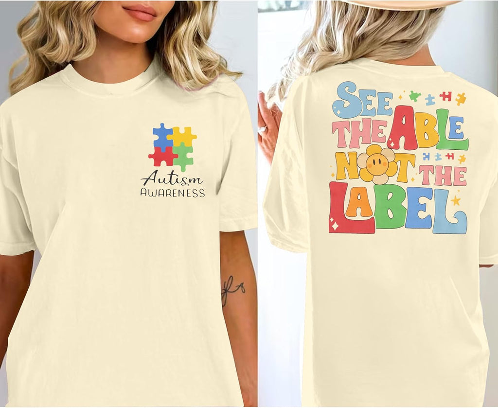 Autism Awareness Shirt Women See The Able Not The Label Autism Shirt Casual Inspirational Short Sleeve Positive Tee Tops