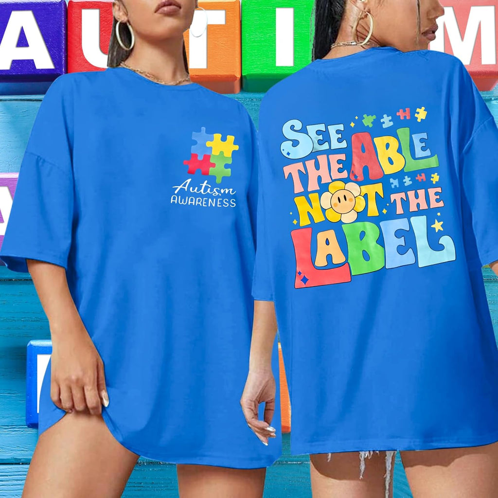 Autism Shirts for Women Autism Awareness T Shirt in April We Wear Blue Casual Tee Top