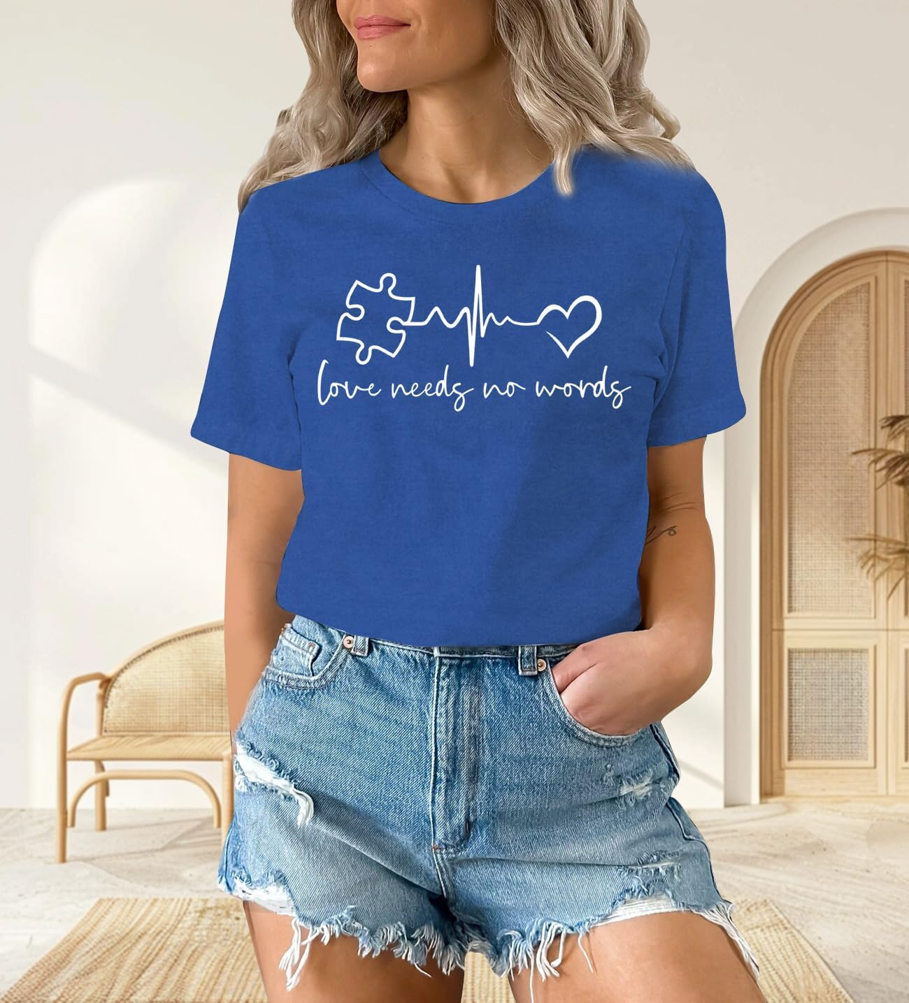 SUWATOIN Womens Autism Awareness Shirts Autistic Support T-Shirt Puzzle Piece Tee Tops
