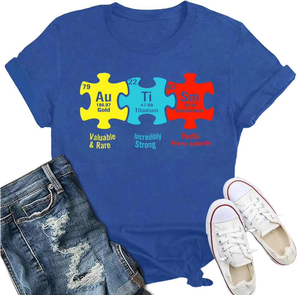 IFQ Autism Awareness Shirt for Women Autistic Support ASD T-Shirt Special Education Tee