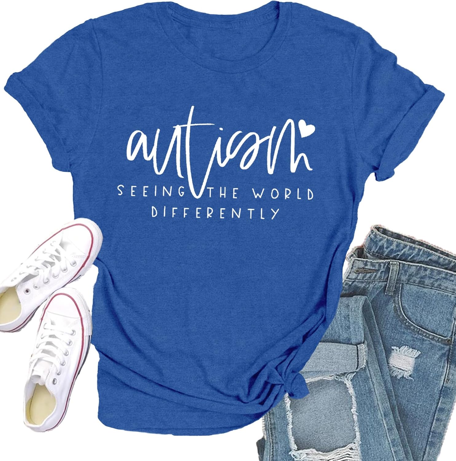 Qskall Autism Awareness Shirt for Women: Everyone Communicates Differently Tshirt Autism Advocate Tee Shirts