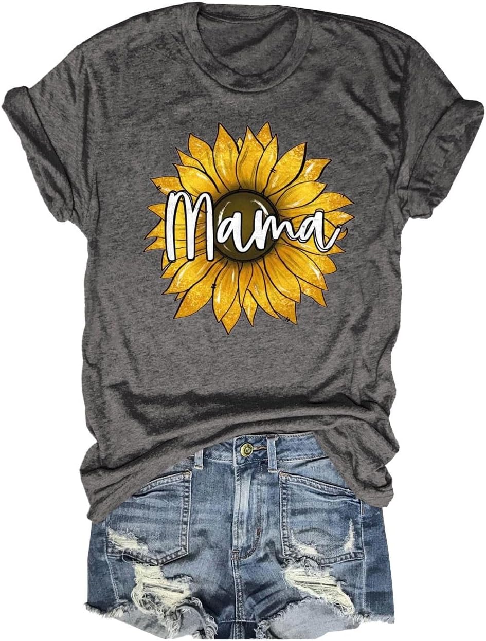 Women's Vintage Flowers Shirt Casual Boho Floral Printed T-Shirt Sunflower Wildflowers Graphic Tees Tops for Girl