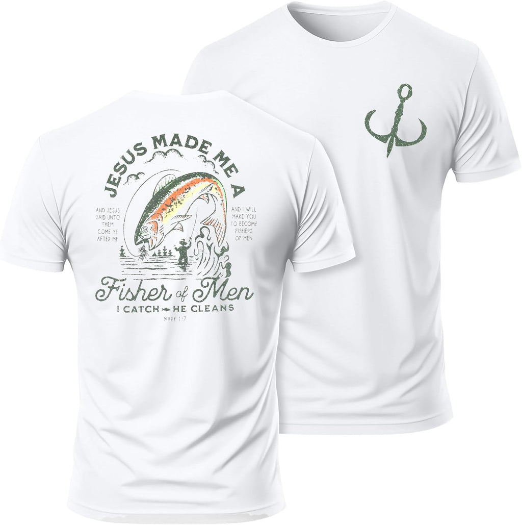 Dad Shirt for Men Christian Fishing Tees Father's Day Tshirt Papa Birthday Gift Short Sleeve Top